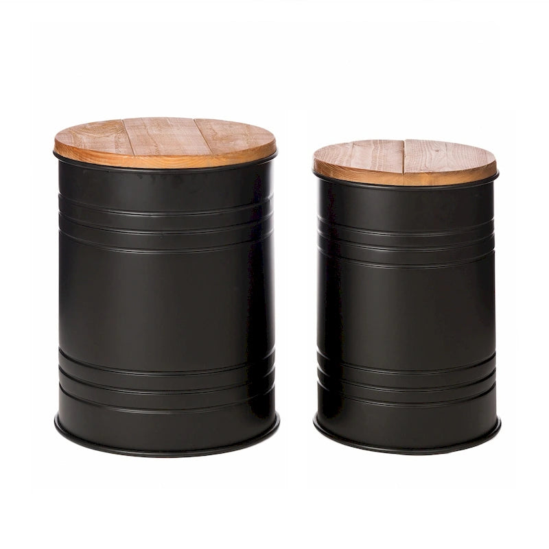 Lot de 2 poufs de rangement de bout de canapé de style fermette 19H