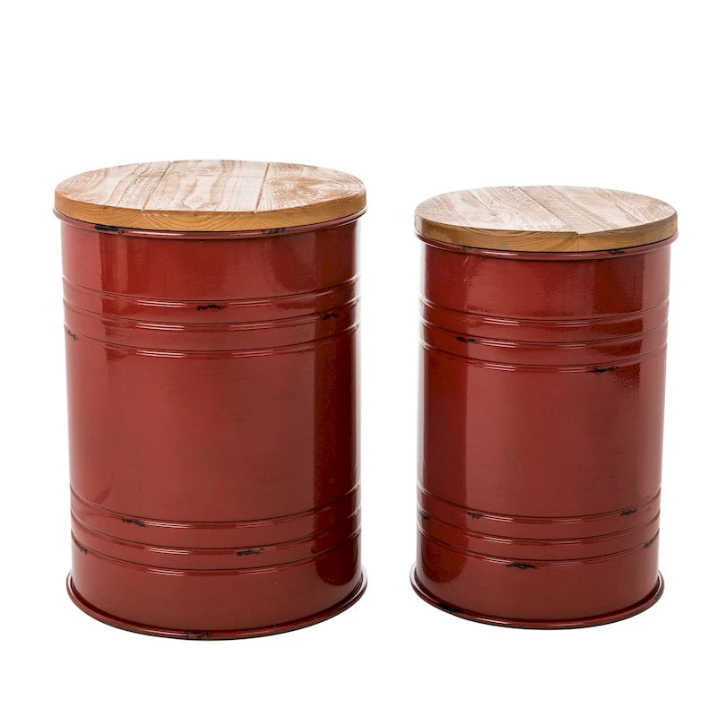 Lot de 2 poufs de rangement de bout de canapé de style fermette 19H