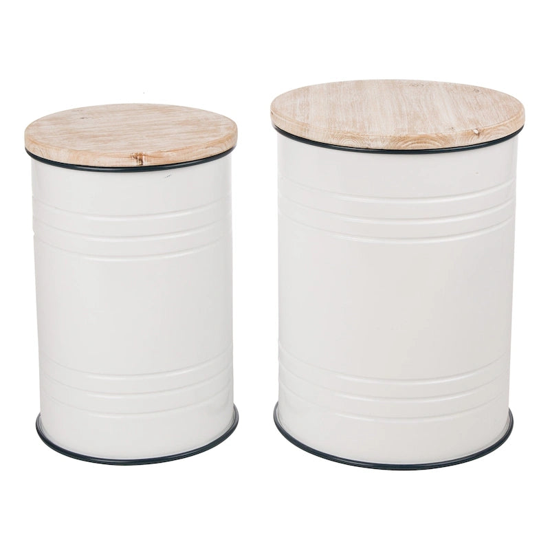 Lot de 2 poufs de rangement de bout de canapé de style fermette 19H