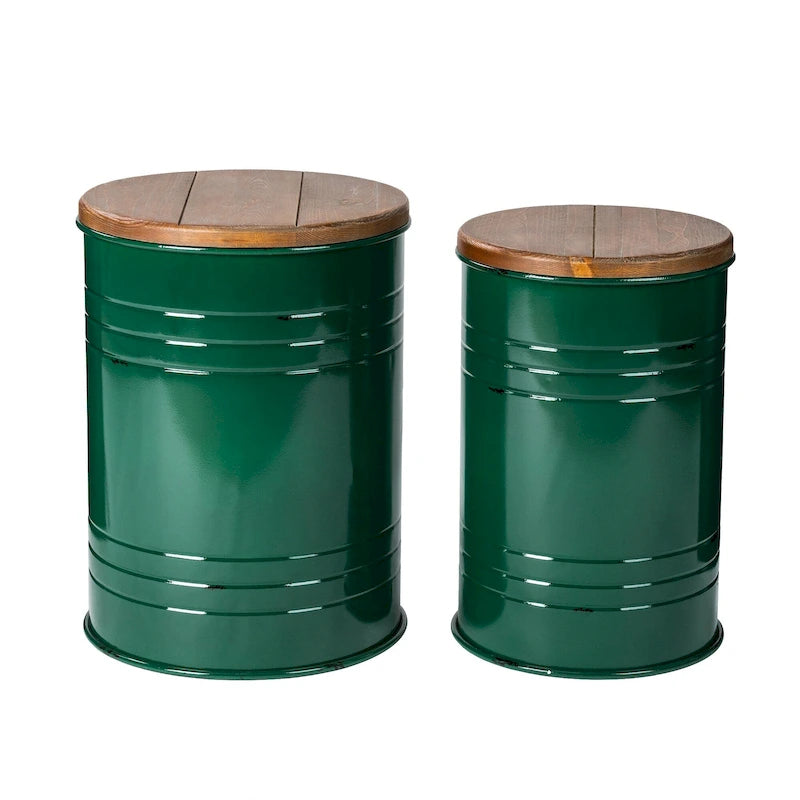 Lot de 2 poufs de rangement de bout de canapé de style fermette 19H