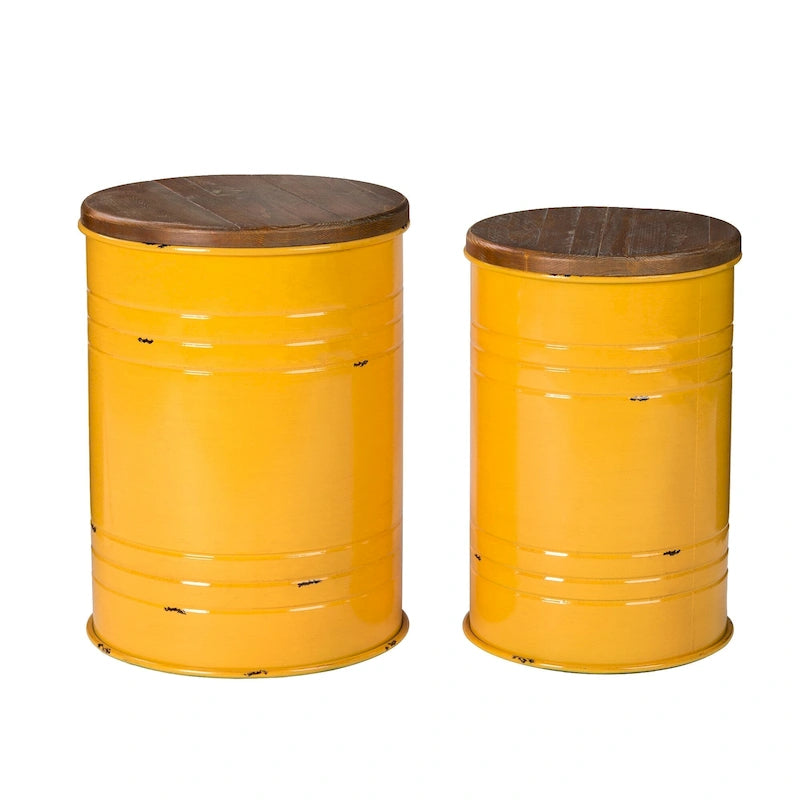 Lot de 2 poufs de rangement de bout de canapé de style fermette 19H