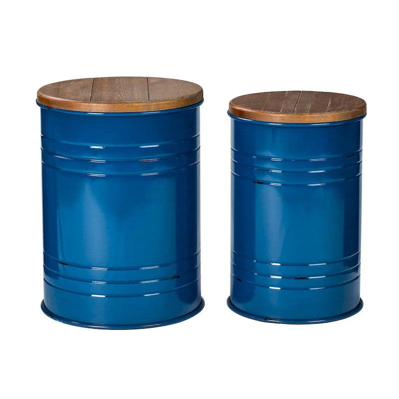 Lot de 2 poufs de rangement de bout de canapé de style fermette 19H