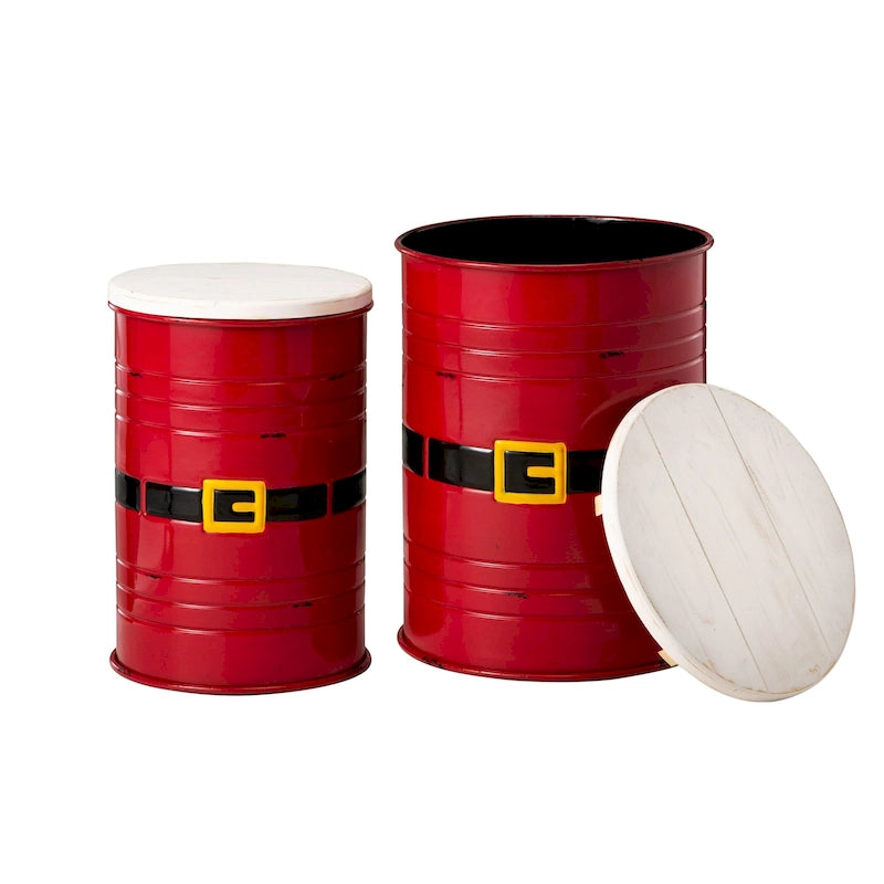 Lot de 2 poufs de rangement de bout de canapé de style fermette 19H