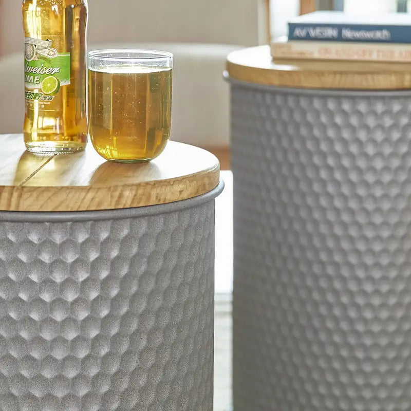 Lot de 2 poufs de rangement de bout de canapé de style fermette 19H