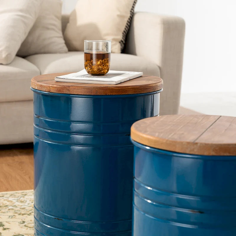 Lot de 2 poufs de rangement de bout de canapé de style fermette 19H