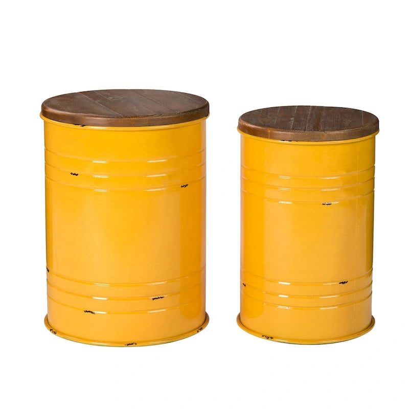 Lot de 2 poufs de rangement de bout de canapé de style fermette 19H