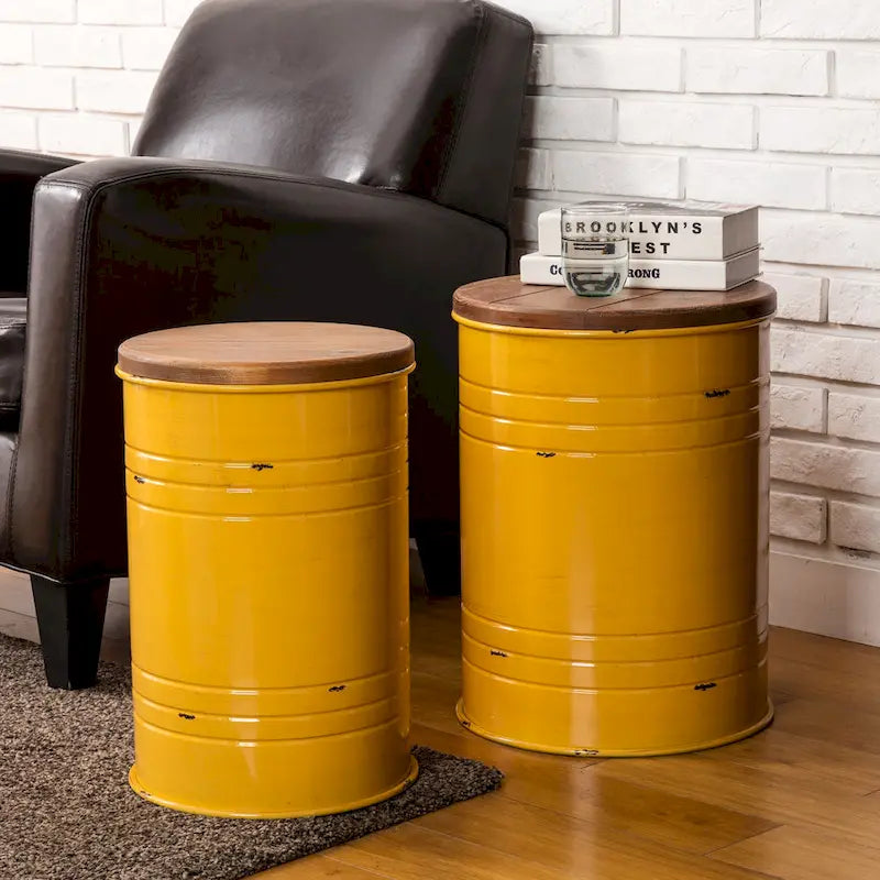 Lot de 2 poufs de rangement de bout de canapé de style fermette 19H
