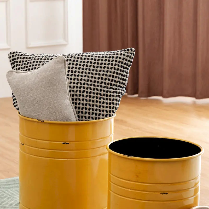 Lot de 2 poufs de rangement de bout de canapé de style fermette 19H