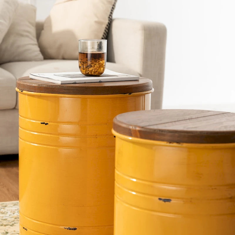 Lot de 2 poufs de rangement de bout de canapé de style fermette 19H