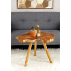 Table d'appoint fait main en bois de teck à bord vif avec pieds tripodes - Marron - 25L x 27P x 20H