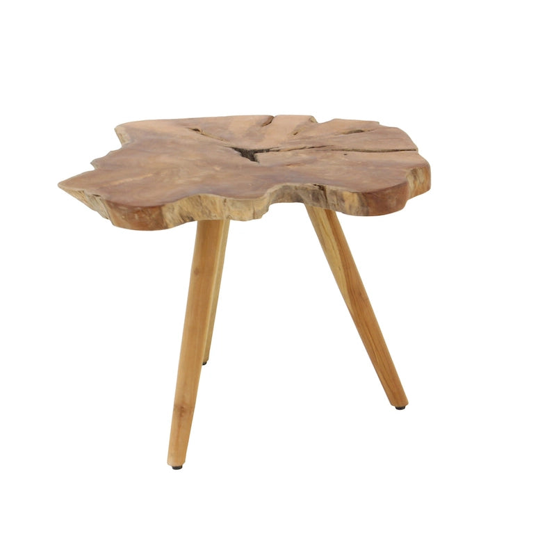 Table d'appoint fait main en bois de teck à bord vif avec pieds tripodes - Marron - 25L x 27P x 20H