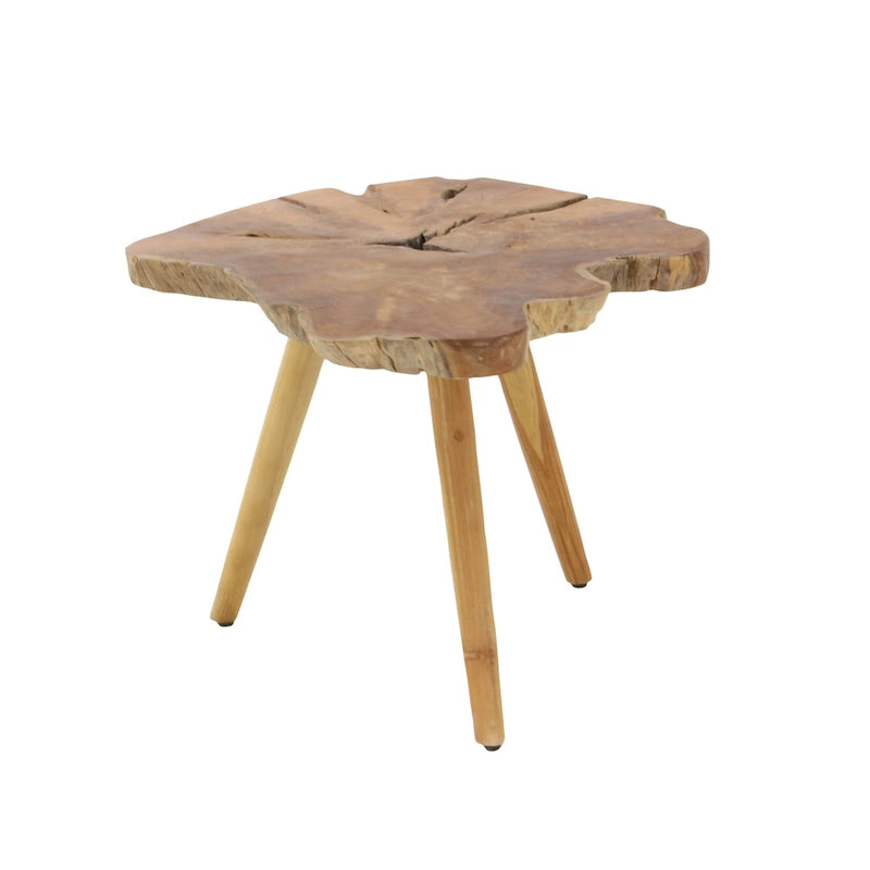 Table d'appoint fait main en bois de teck à bord vif avec pieds tripodes - Marron - 25L x 27P x 20H