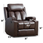 Fauteuil de relaxation manuel avec fonction massage et chauffage, 2 porte-gobelets, en tissu respirant