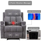 Fauteuil de relaxation manuel avec fonction massage et chauffage, 2 porte-gobelets, en tissu respirant