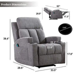 Fauteuil de relaxation manuel avec fonction massage et chauffage, 2 porte-gobelets, en tissu respirant