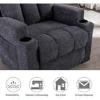 Fauteuil de relaxation manuel avec fonction massage et chauffage, 2 porte-gobelets, en tissu respirant
