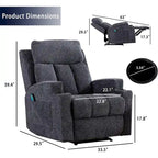 Fauteuil de relaxation manuel avec fonction massage et chauffage, 2 porte-gobelets, en tissu respirant