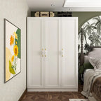 Armoire de 47,2 W avec trois portes, deux tringles à vêtements, poignée florale dorée