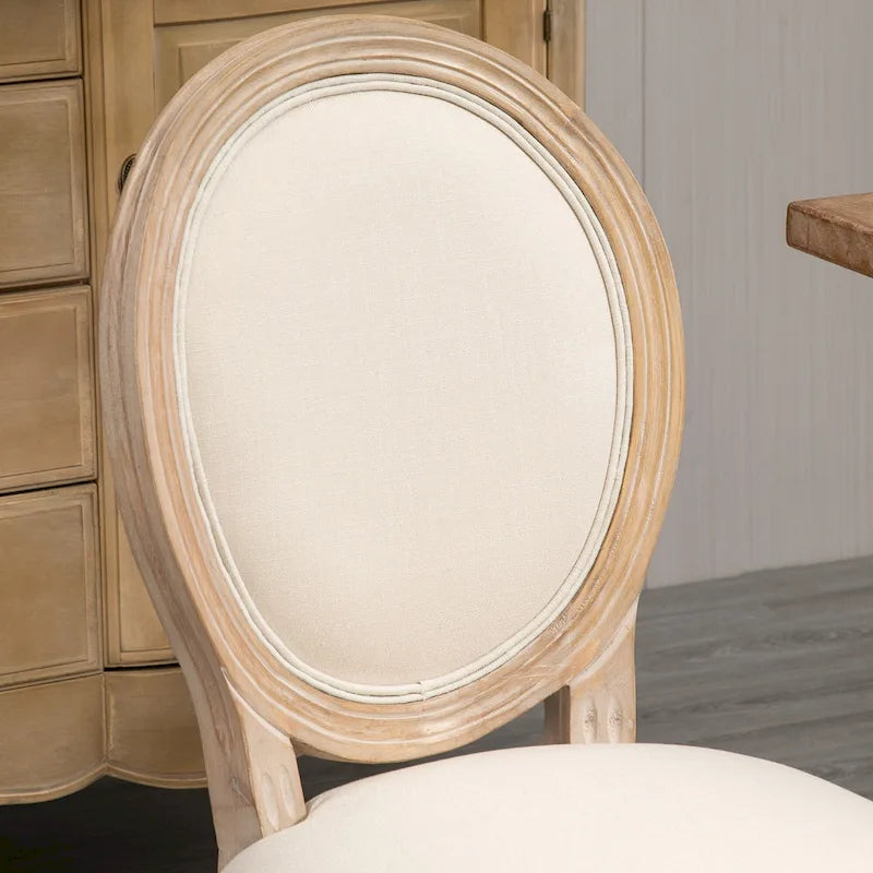 Ensemble de 2 chaises de salle à manger capitonnées de style français, chaises d'appoint sans accoudoirs avec revêtement aspect lin