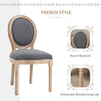 Ensemble de 2 chaises de salle à manger capitonnées de style français, chaises d'appoint sans accoudoirs avec revêtement aspect lin