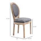 Ensemble de 2 chaises de salle à manger capitonnées de style français, chaises d'appoint sans accoudoirs avec revêtement aspect lin