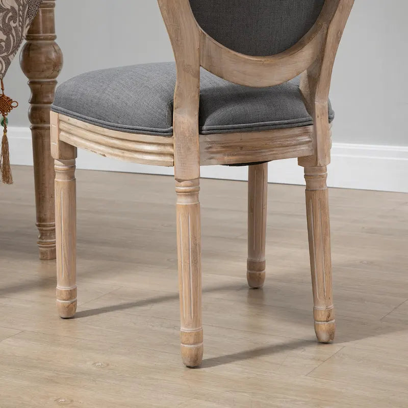 Ensemble de 2 chaises de salle à manger capitonnées de style français, chaises d'appoint sans accoudoirs avec revêtement aspect lin
