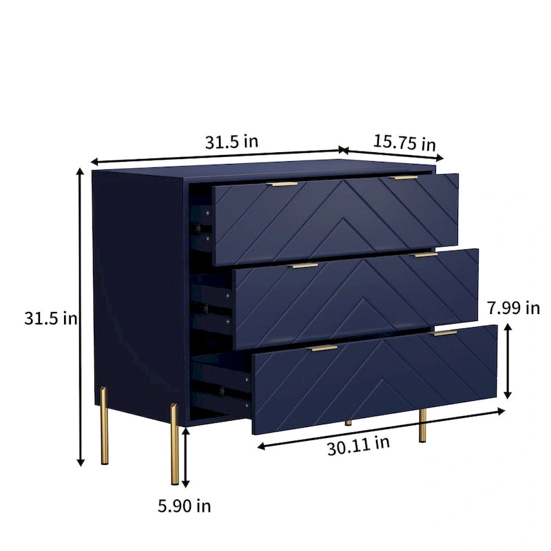 Commode de rangement à 3 tiroirs pour chambre à coucher