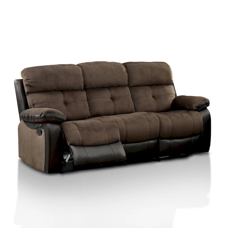 Canapé inclinable en tissu Champion marron de style transitionnel