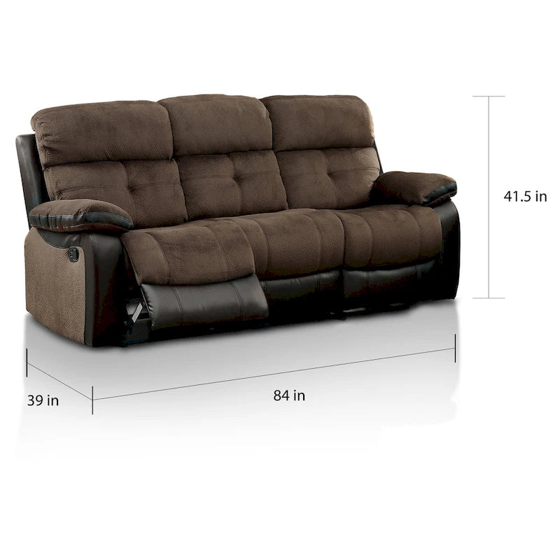 Canapé inclinable en tissu Champion marron de style transitionnel