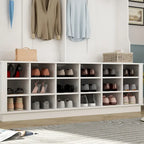 Grand meuble d'entrée avec porte-manteaux, banc à chaussures et rangement inférieur