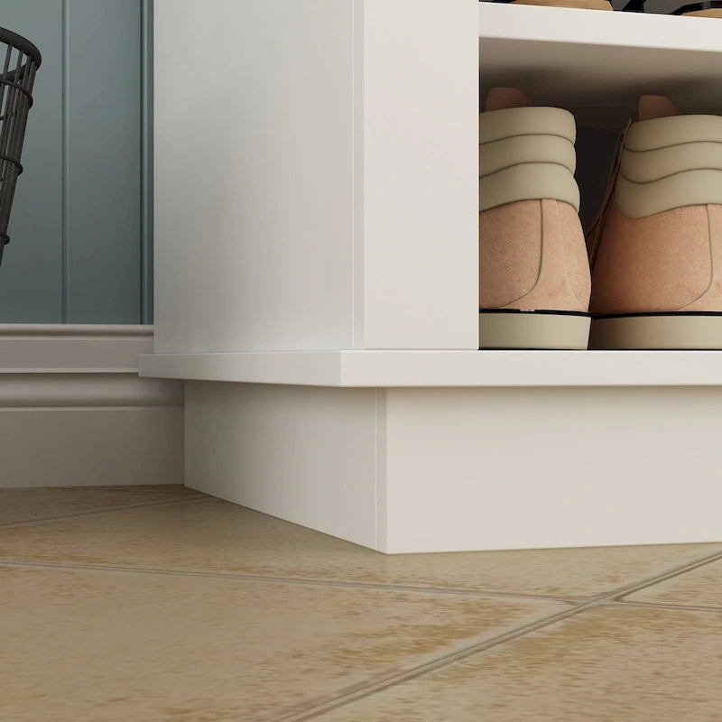 Grand meuble d'entrée avec porte-manteaux, banc à chaussures et rangement inférieur