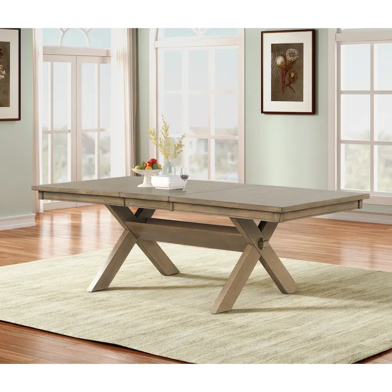 Ensemble de salle à manger 9 pièces, table à manger à tréteaux extensible avec 8 chaises, marron pin glacé