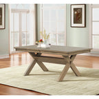 Ensemble de salle à manger 9 pièces, table à manger à tréteaux extensible avec 8 chaises, marron pin glacé