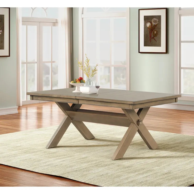 Ensemble de salle à manger 9 pièces, table à manger à tréteaux extensible avec 8 chaises, marron pin glacé