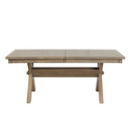 Ensemble de salle à manger 9 pièces, table à manger à tréteaux extensible avec 8 chaises, marron pin glacé