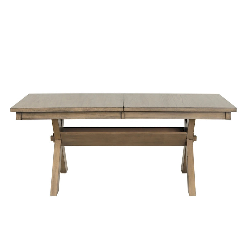 Ensemble de salle à manger 9 pièces, table à manger à tréteaux extensible avec 8 chaises, marron pin glacé