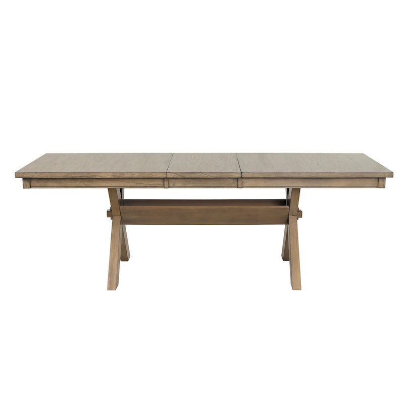 Ensemble de salle à manger 9 pièces, table à manger à tréteaux extensible avec 8 chaises, marron pin glacé