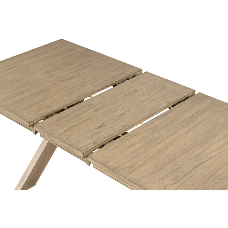 Ensemble de salle à manger 9 pièces, table à manger à tréteaux extensible avec 8 chaises, marron pin glacé