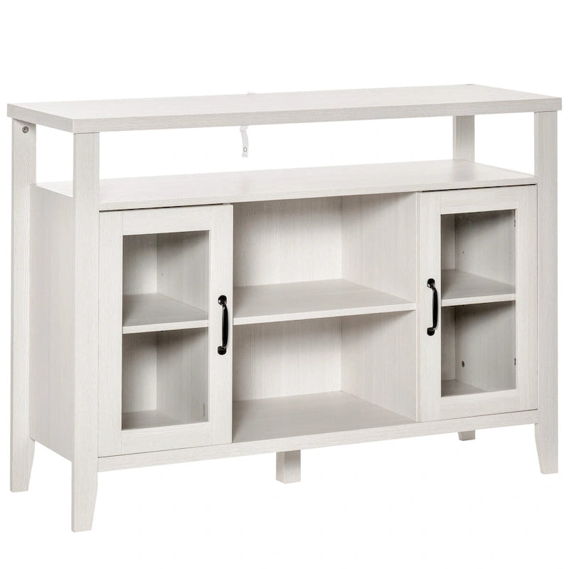 Buffet de ferme, meuble de bar à café avec étagères de rangement, meuble de cuisine avec 2 portes vitrées encadrées