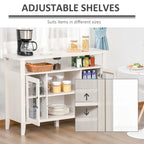 Buffet de ferme, meuble de bar à café avec étagères de rangement, meuble de cuisine avec 2 portes vitrées encadrées