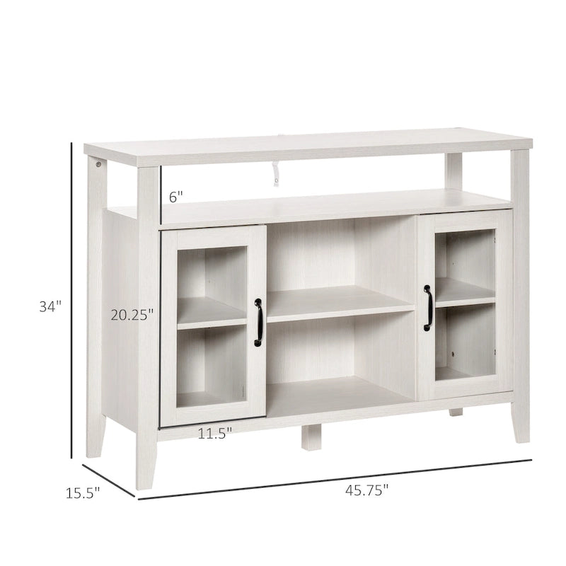 Buffet de ferme, meuble de bar à café avec étagères de rangement, meuble de cuisine avec 2 portes vitrées encadrées