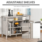 Buffet de ferme, meuble de bar à café avec étagères de rangement, meuble de cuisine avec 2 portes vitrées encadrées