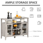 Buffet de ferme, meuble de bar à café avec étagères de rangement, meuble de cuisine avec 2 portes vitrées encadrées