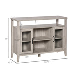 Buffet de ferme, meuble de bar à café avec étagères de rangement, meuble de cuisine avec 2 portes vitrées encadrées