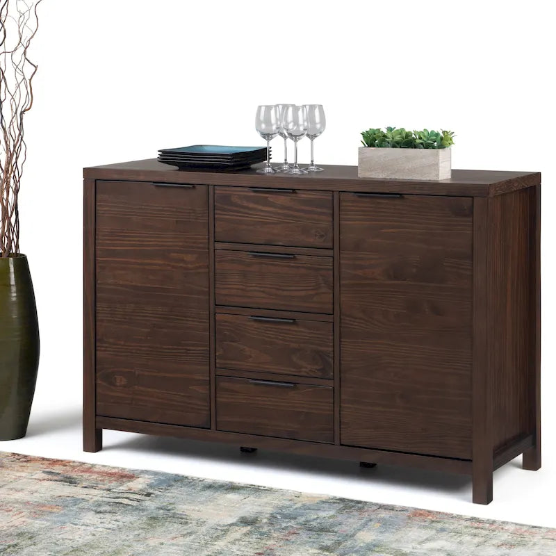 Buffet en bois massif contemporain de 54 po de largeur - 18P x 54L x 36H