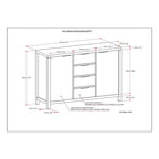 Buffet en bois massif contemporain de 54 po de largeur - 18P x 54L x 36H