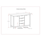 Buffet en bois massif contemporain de 54 po de largeur - 18P x 54L x 36H