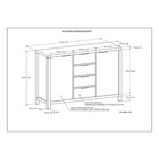 Buffet en bois massif contemporain de 54 po de largeur - 18P x 54L x 36H