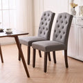 Chaises de salle à manger capitonnées à haut dossier en tissu avec garniture cloutée, lot de 2