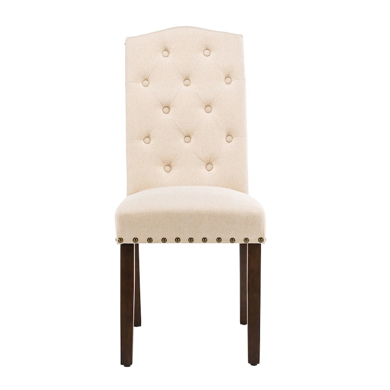 Chaises de salle à manger capitonnées à haut dossier en tissu avec garniture cloutée, lot de 2